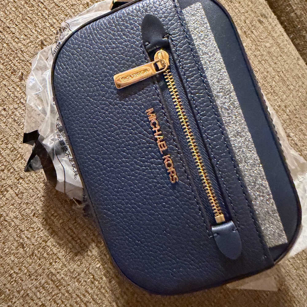 Michael Kors Blue and Silver Crossbody Bag